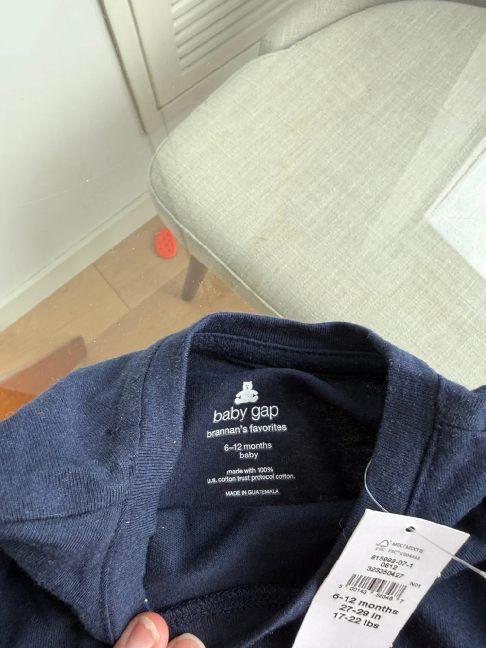 GAP Navy Long Sleeve Top with Pink Heart Cherries